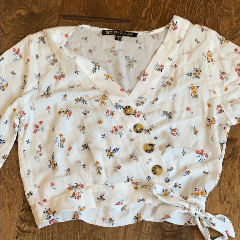 CROPPED FLOWER BLOUSE